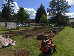 Sitton Elementary beds with a tiller in the foreground